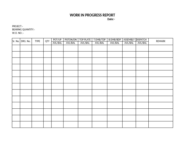 W.I.P Report | PDF