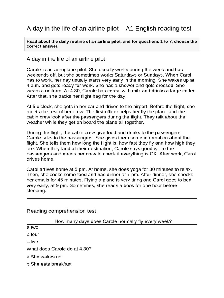 Daily Routine of an Airline Pilot | PDF