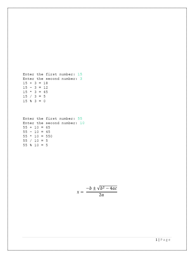 Java Programs for Basic Calculations | PDF | Equations | Quadratic Equation