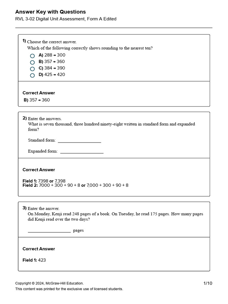 Unit 2 Form A With ANSWERS | PDF