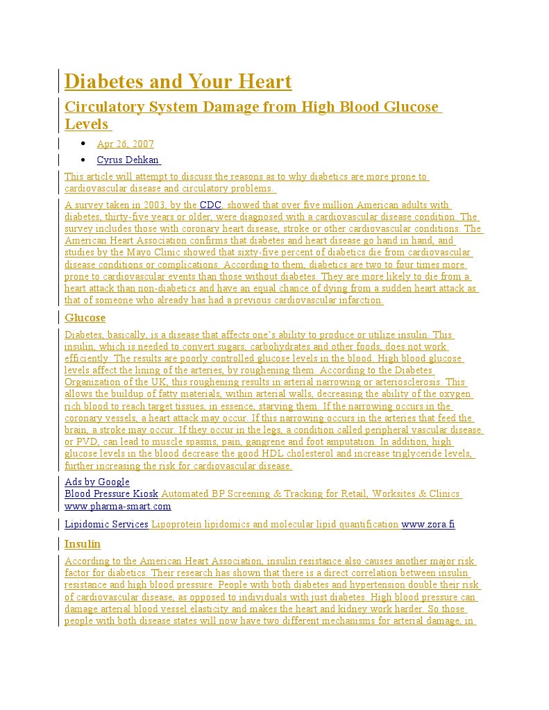 Diabetes and Your Heart | PDF | Diabetes Mellitus | Cardiovascular Diseases