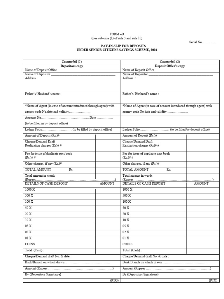 Form For Depositing S Css | PDF | Deposit Account | Cheque