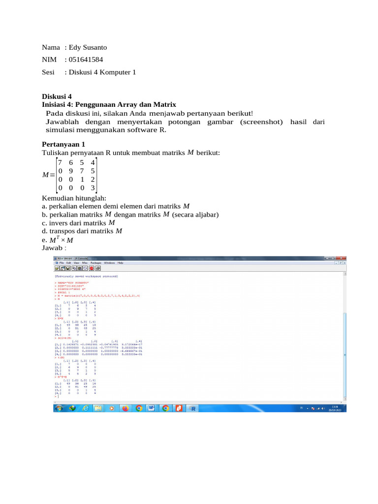 Penggunaan Array dan Matriks di R | PDF