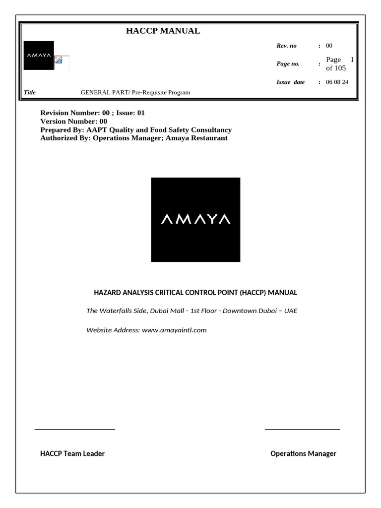 HACCP Manual Overview and Guidelines | PDF | Food Safety | Hazard ...