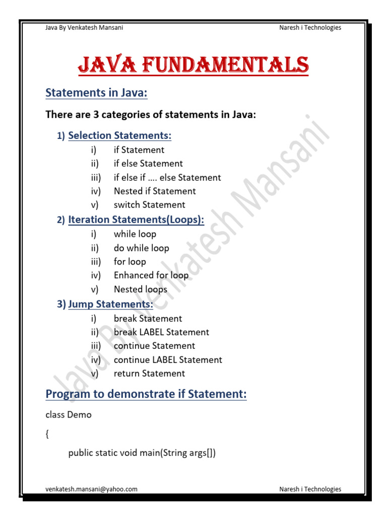 Java Fundamentals Part-4 | PDF | Control Flow | Software Development