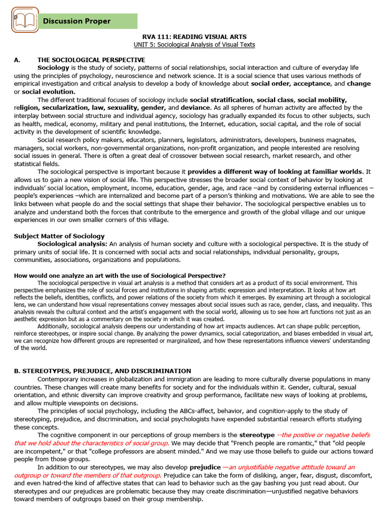 Sociological Analysis of Visual Arts | PDF | Stereotypes | Prejudices