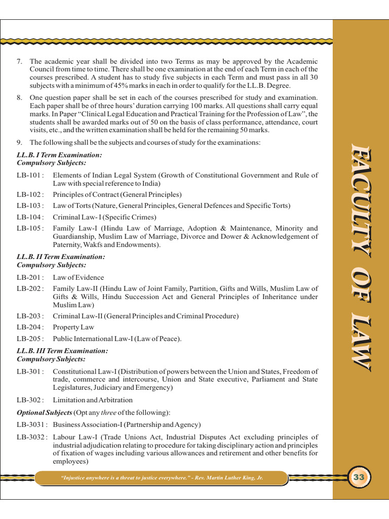 Ll B Degree Course Structure And Rules Pdf Employment