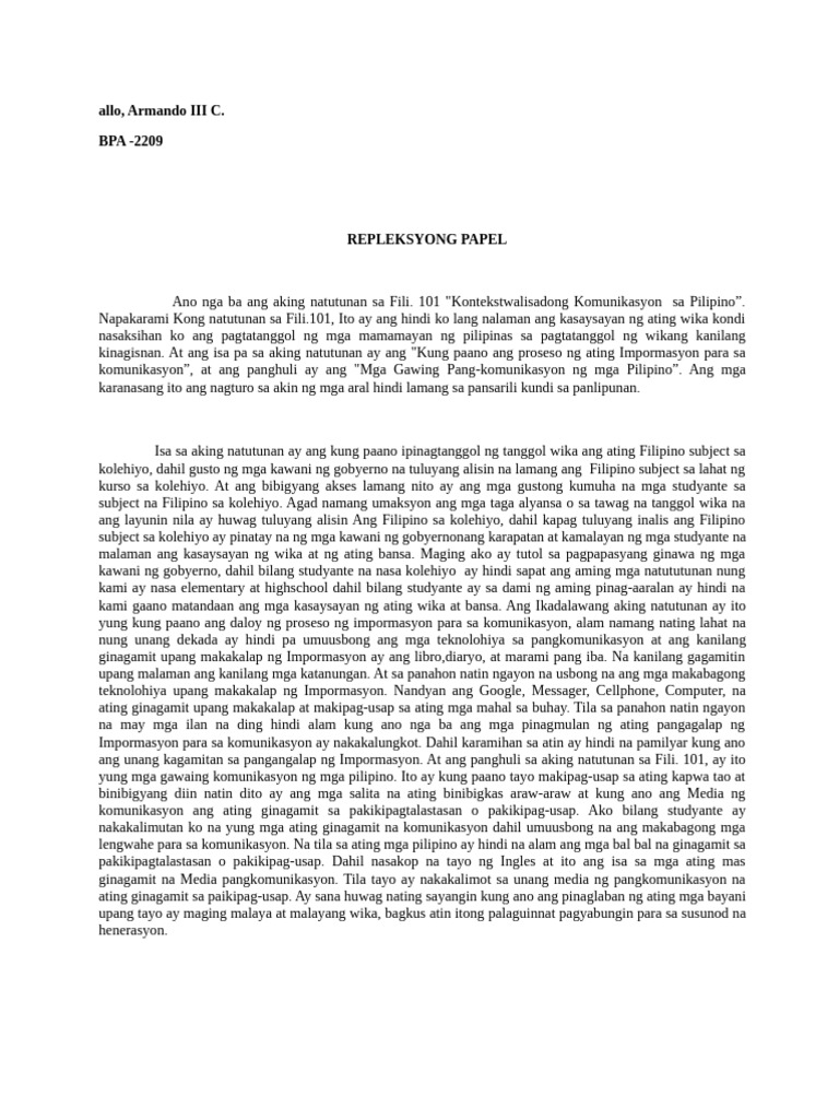 Repleksyong Papel | PDF