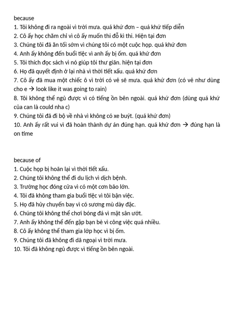 Because Và Because of | PDF