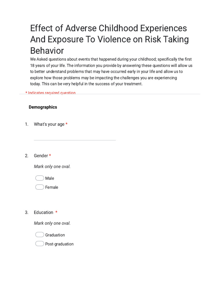 Effect of Adverse Childhood Experiences and Exposure To Violence On ...