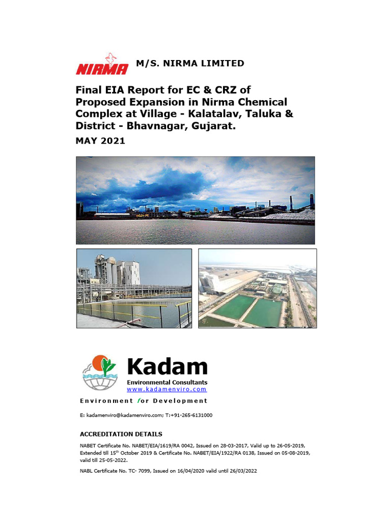 EIA Report for Nirma Chemical Expansion | PDF | Waste | Waste Management