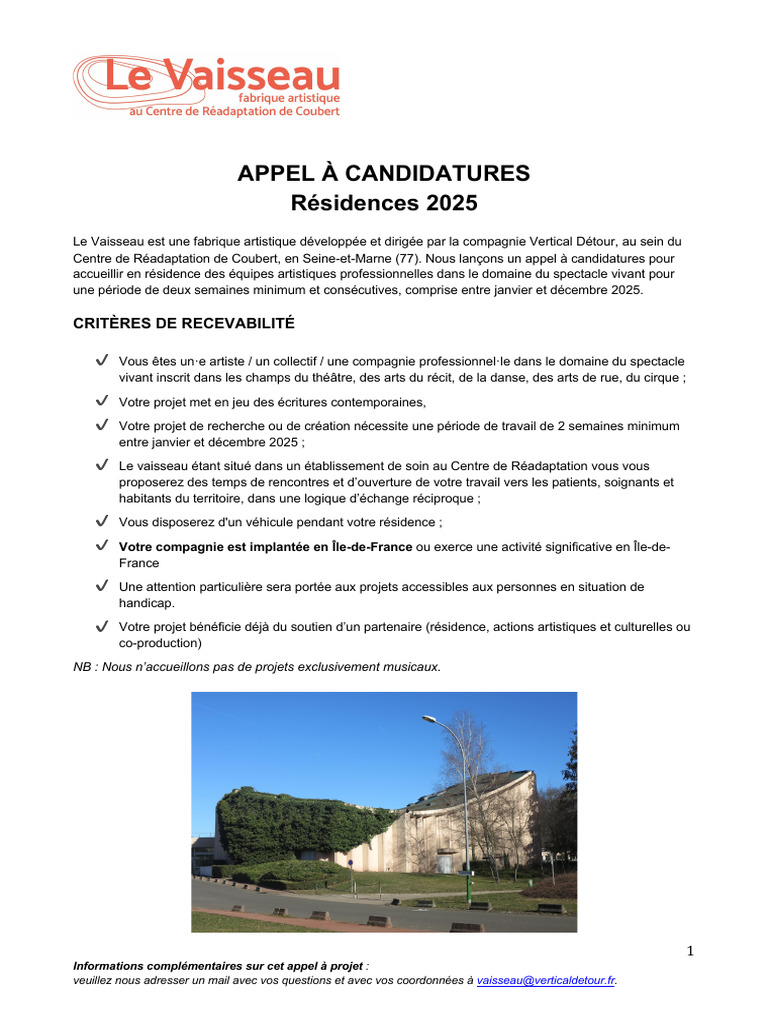 Appel à candidatures résidences 2025 | PDF
