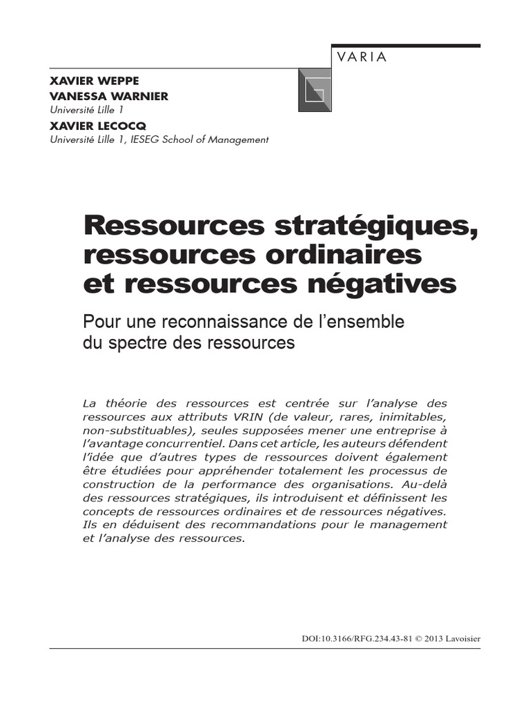 Ressources stratégiques et négatives | PDF | NASA | Business