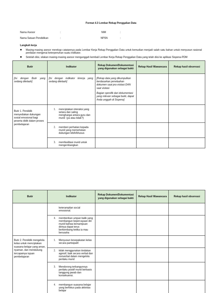 Format Siap Di Isi Asessor | PDF