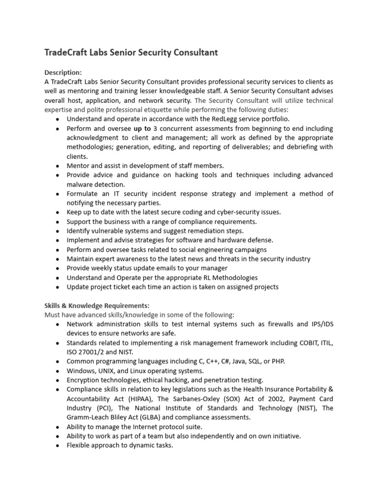 Senior Security Consultant Overview | PDF | Computer Security | Security