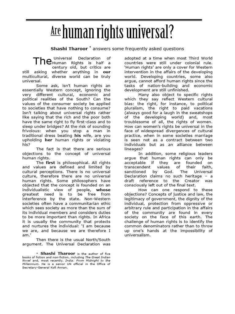Are Human Rights Universal - Reading and Language Focus | PDF | Human ...