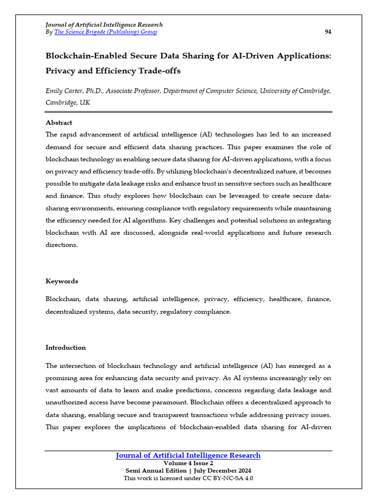 Blockchain-Enabled Secure Data Sharing For AI-Driven Applications | PDF ...