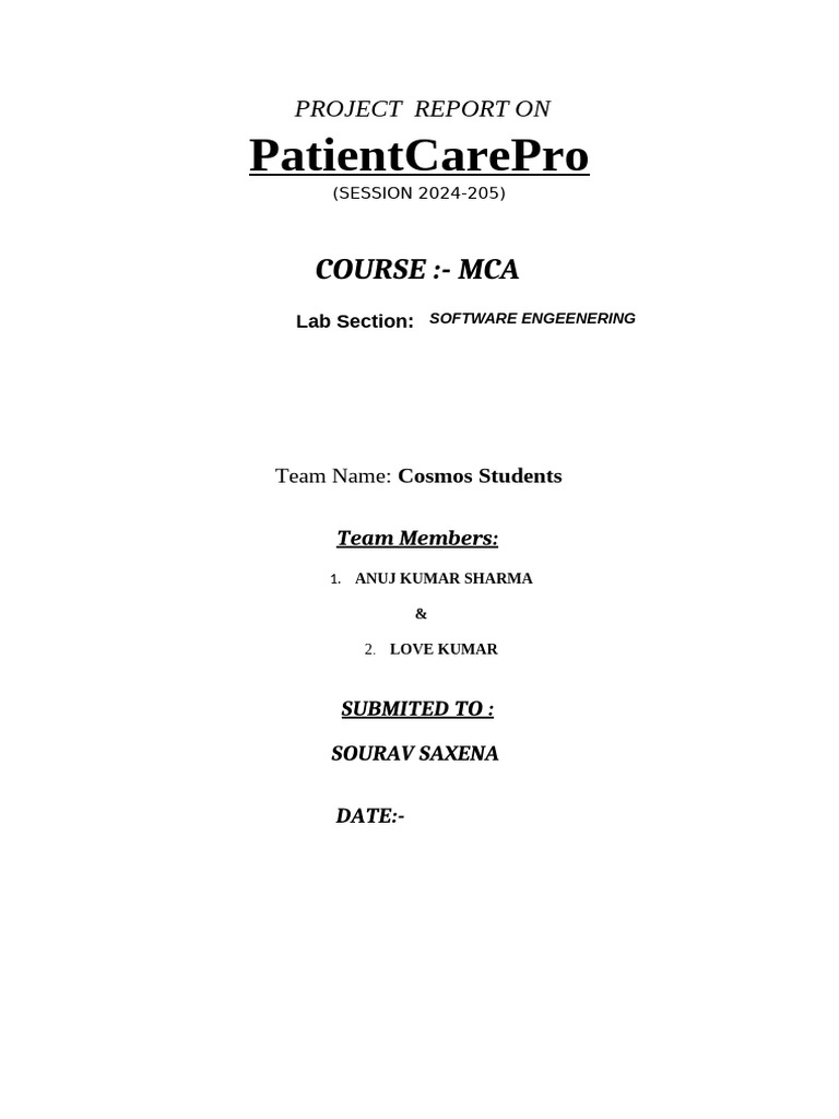 Btech Project Proposal | PDF | Nursing | Login