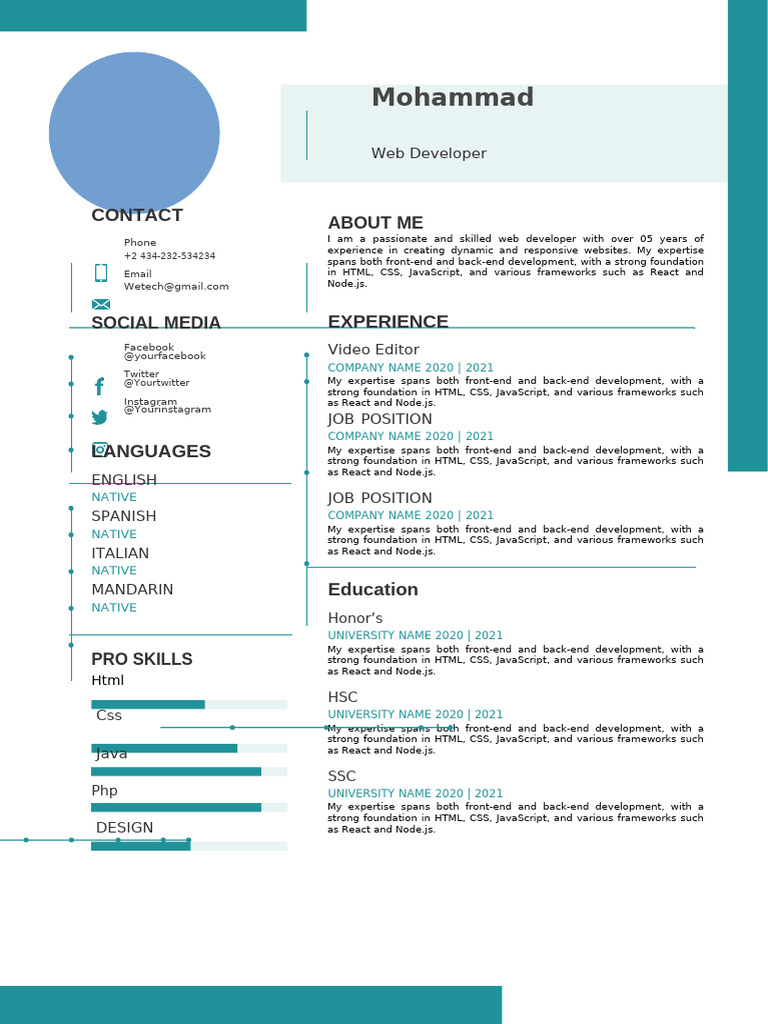 CV Template 04 | PDF | Java Script | Web Development