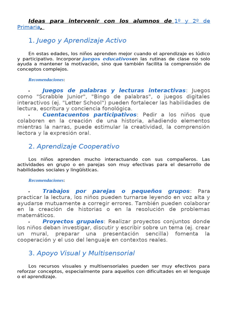 Ideas para Intervenir Con Los Alumnos de | PDF | Aprendizaje ...