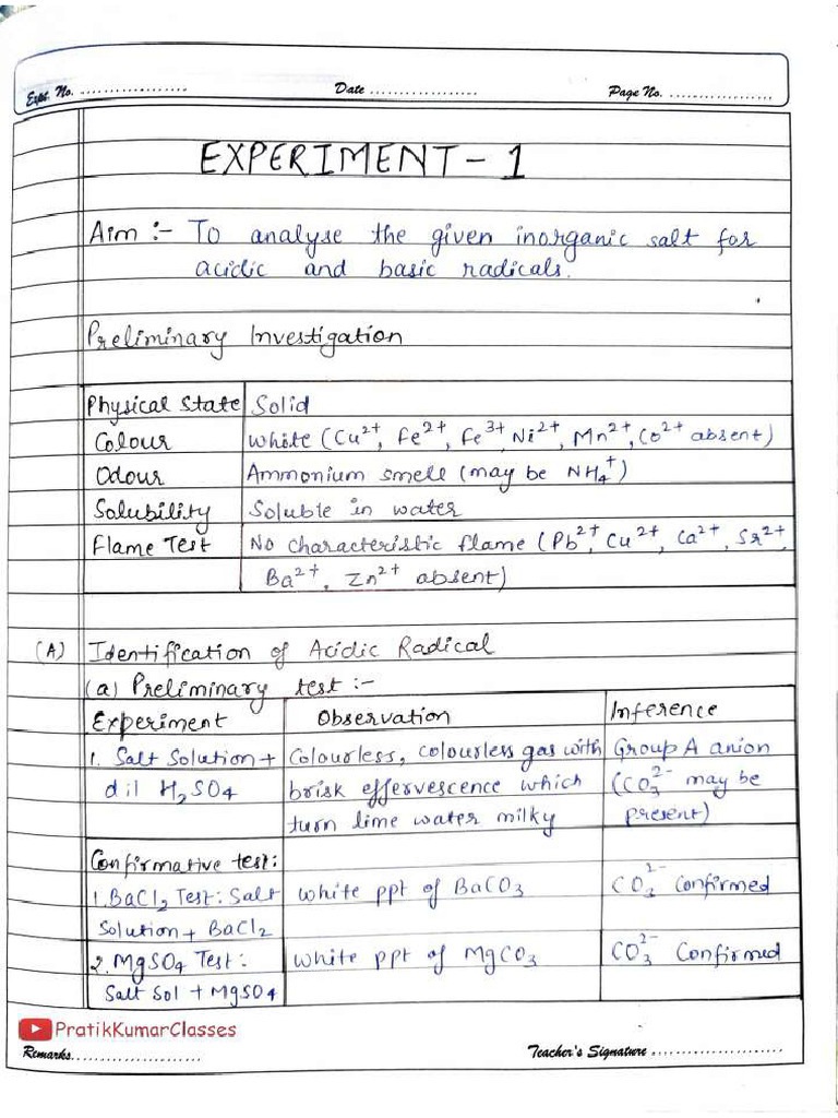 Chemistry Practical File - Pratik Kumar Classes - 241119 - 220930 | PDF