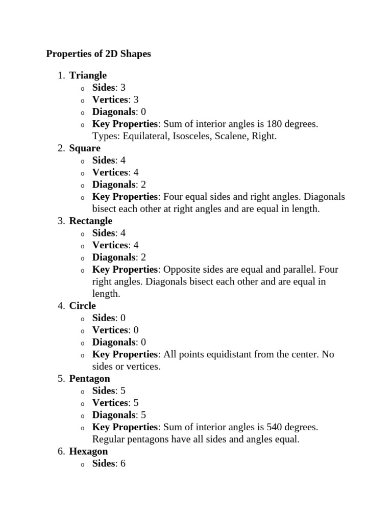 Properties of 2D Shapes | PDF