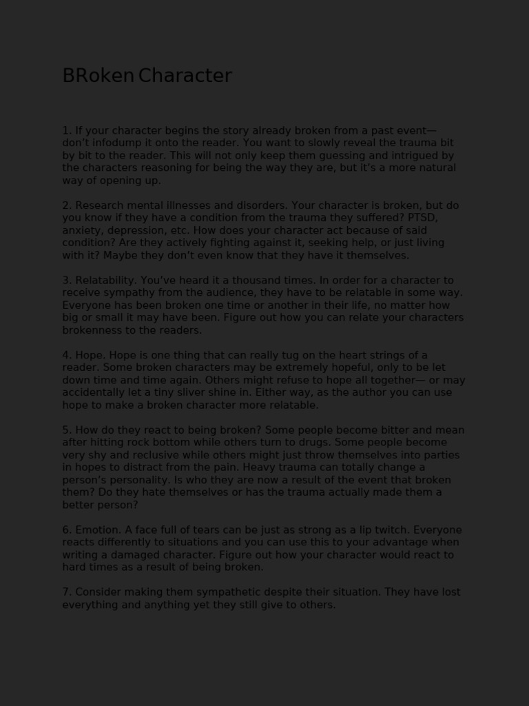 Broken character pdf psychological trauma vampires