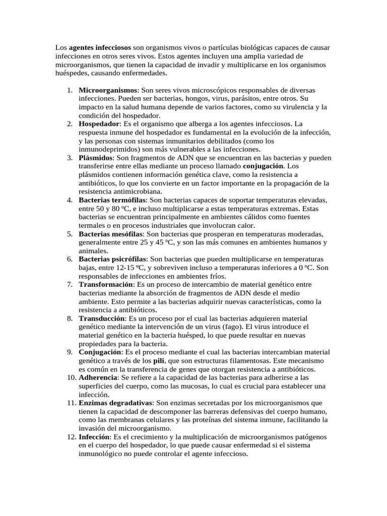Agentes Infecciosos: Tipos y Tratamientos | PDF | Infección | Las bacterias