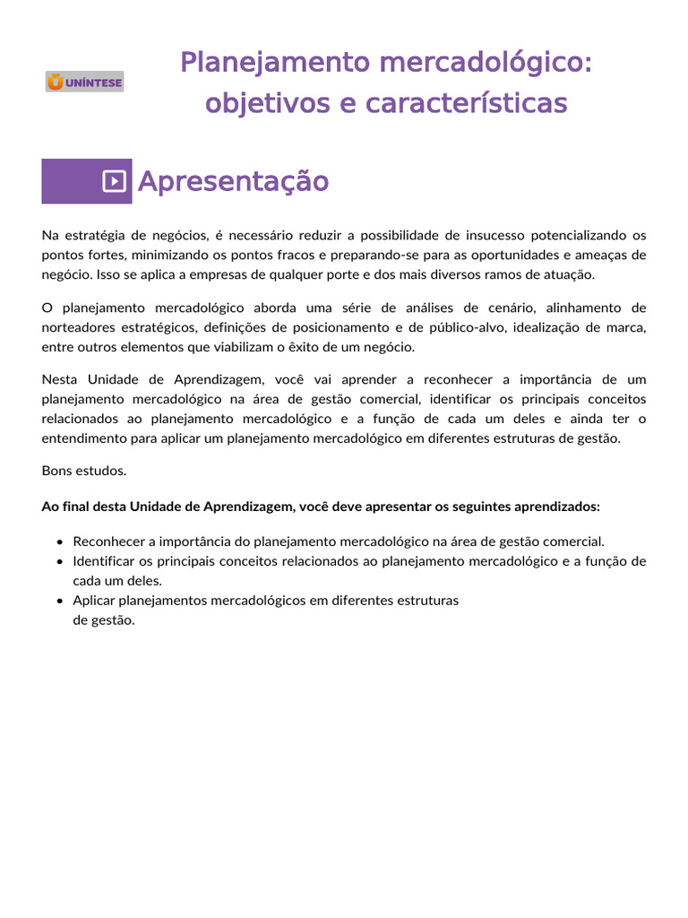 Planejamento Mercadológico Eficiente | PDF | Marketing | Análise SWOT