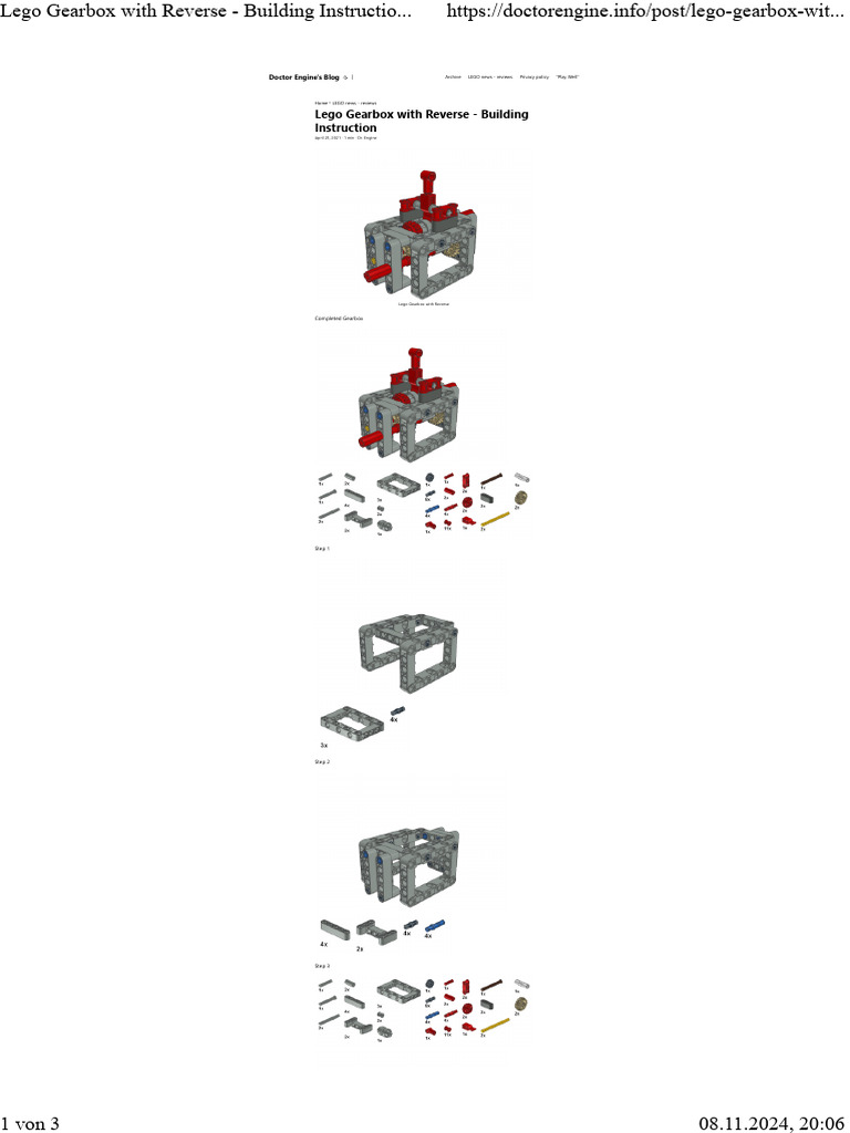 LEGO Gearbox with Reverse Instructions | PDF