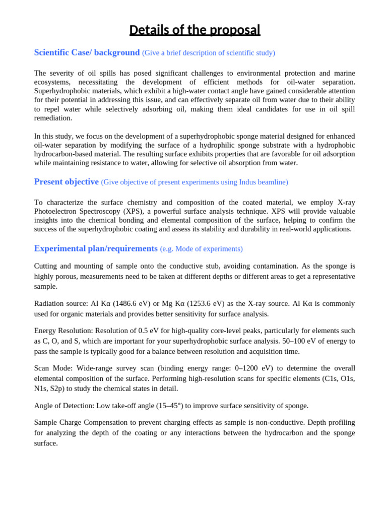 Superhydrophobic Sponge for Oil Separation | PDF | X Ray Photoelectron ...