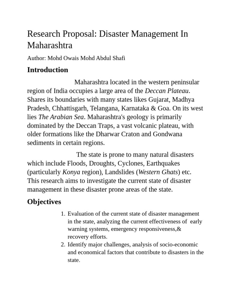 Enhancing Disaster Management in Maharashtra | PDF | Emergency ...