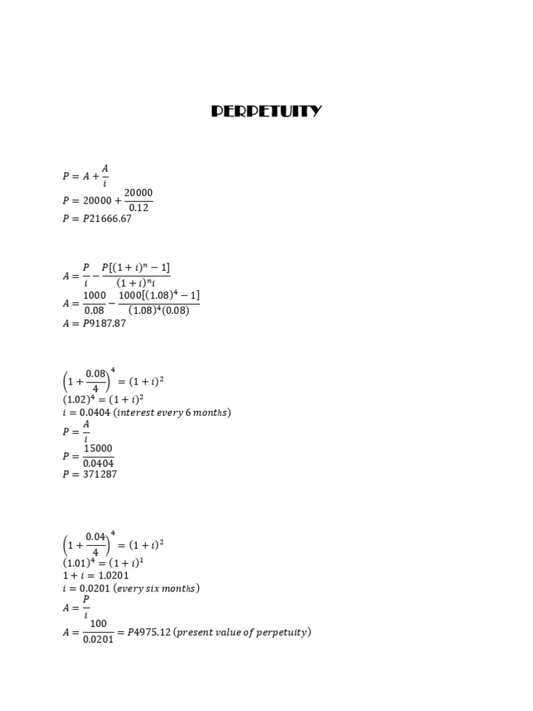 Present Value Calculations for Perpetuities | PDF | Present Value | Money