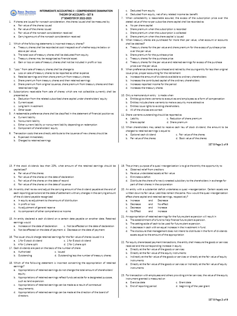 Ia2 Compre Toa Manual Setb | PDF | Deferred Tax | Equity (Finance)