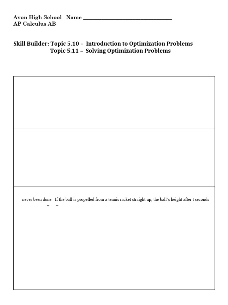 AP Calculus AB Optimization Problems | PDF | Area