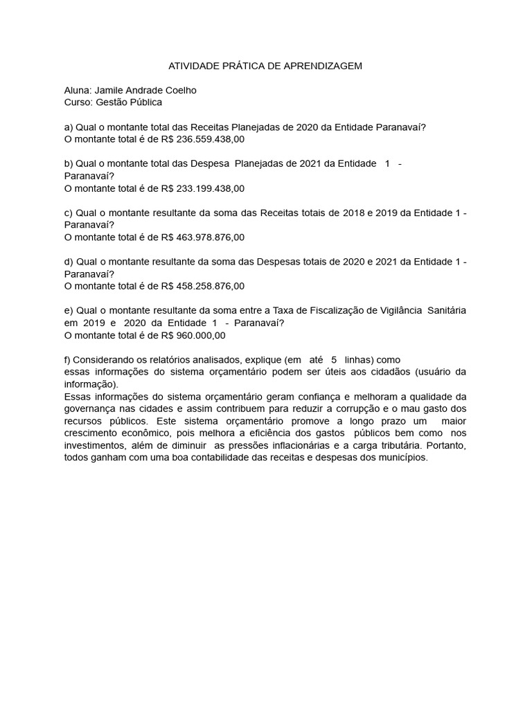 Atividade Prática de Aprendizagem | PDF