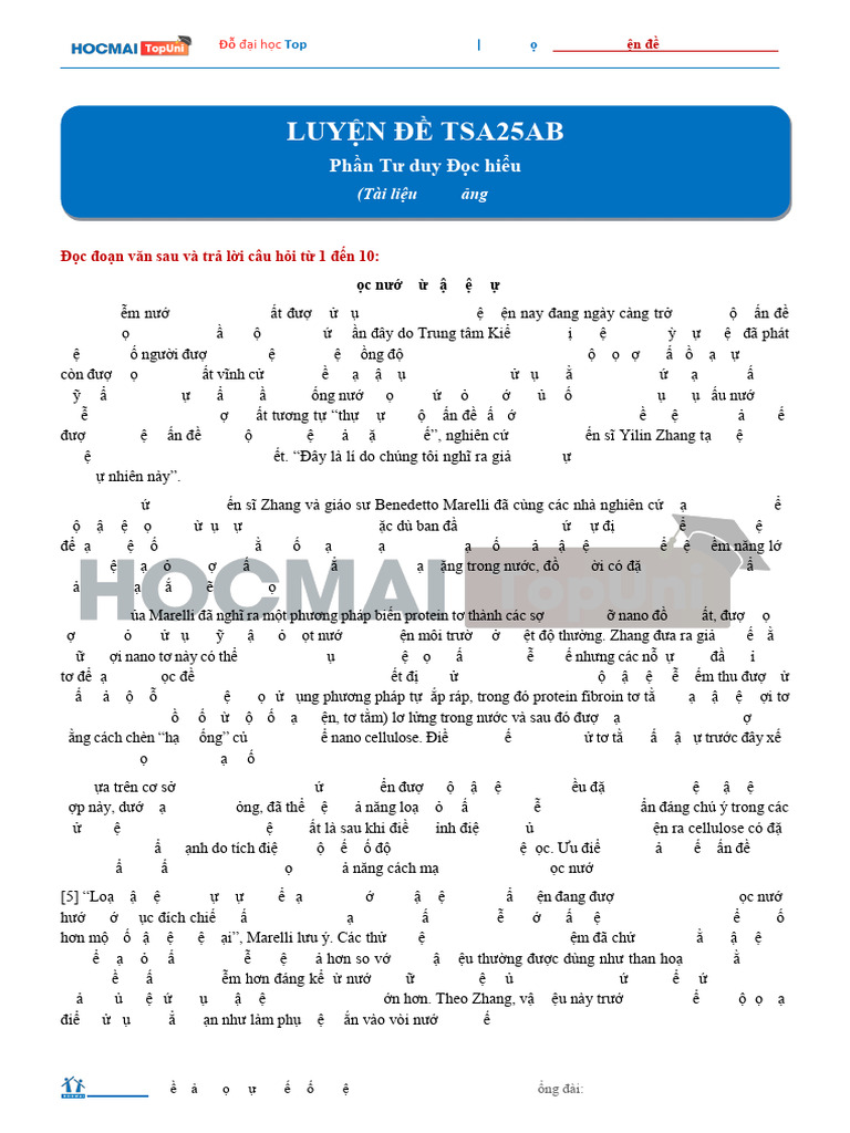 TLBG Doc Hieu To Buoi 2 Topuni Luyen de Tsa25ab Phan Tu Duy Doc | PDF