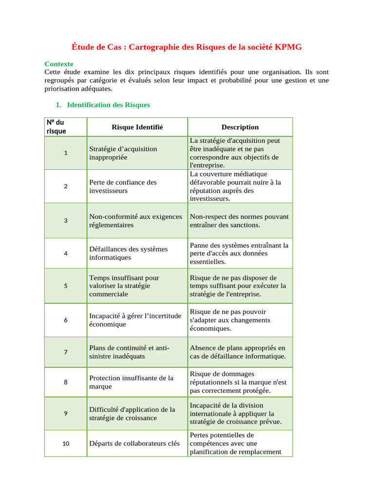 Cartographie des Risques KPMG | PDF | Risque | Business