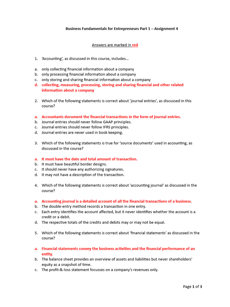 Business Fundamentals for Entrepreneurs: Assignment 4 | PDF