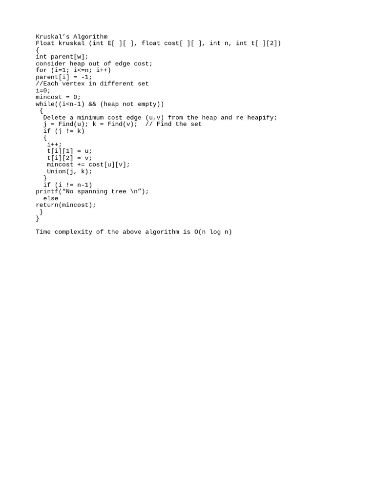 Kruskal's Algorithm | PDF
