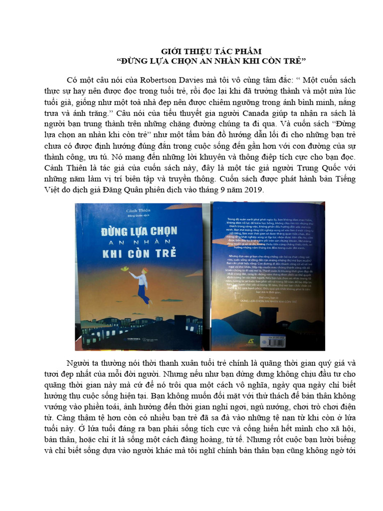 Gioi thieu cuon sach dung lua chon an nhan khi con tre pdf