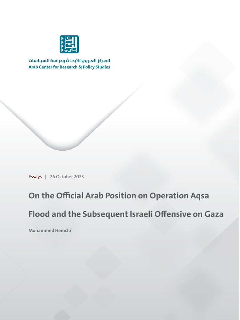 Official Arab Response Al Aqsa Flood and Israeli War On Gaza en | PDF ...