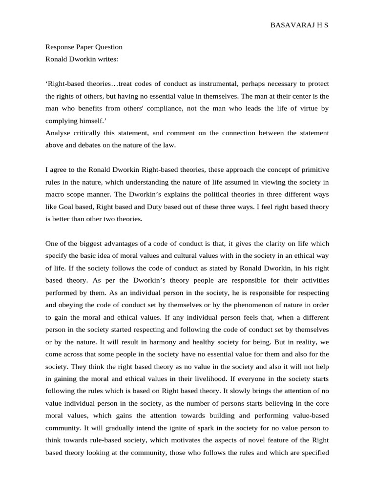 Response Paper Question | PDF | Theory | Morality