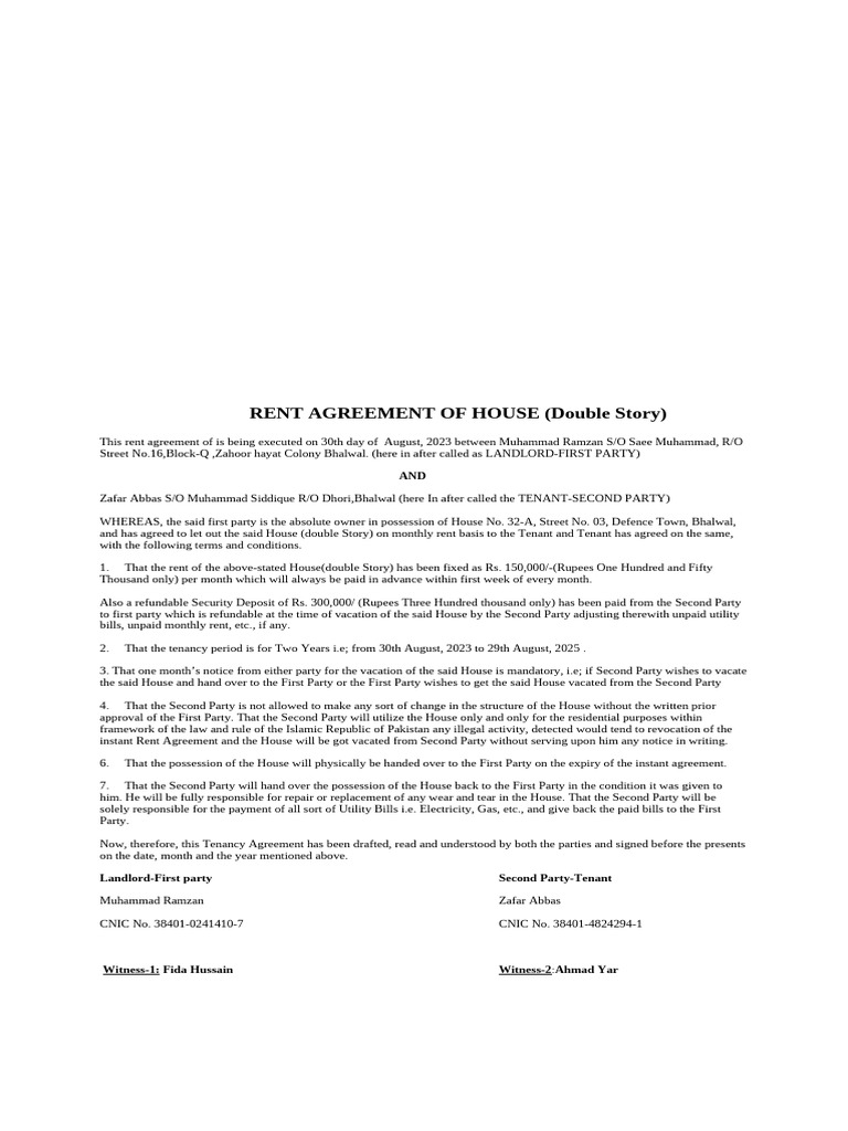 House Rent Agreement Template | PDF | Leasehold Estate | Land Law