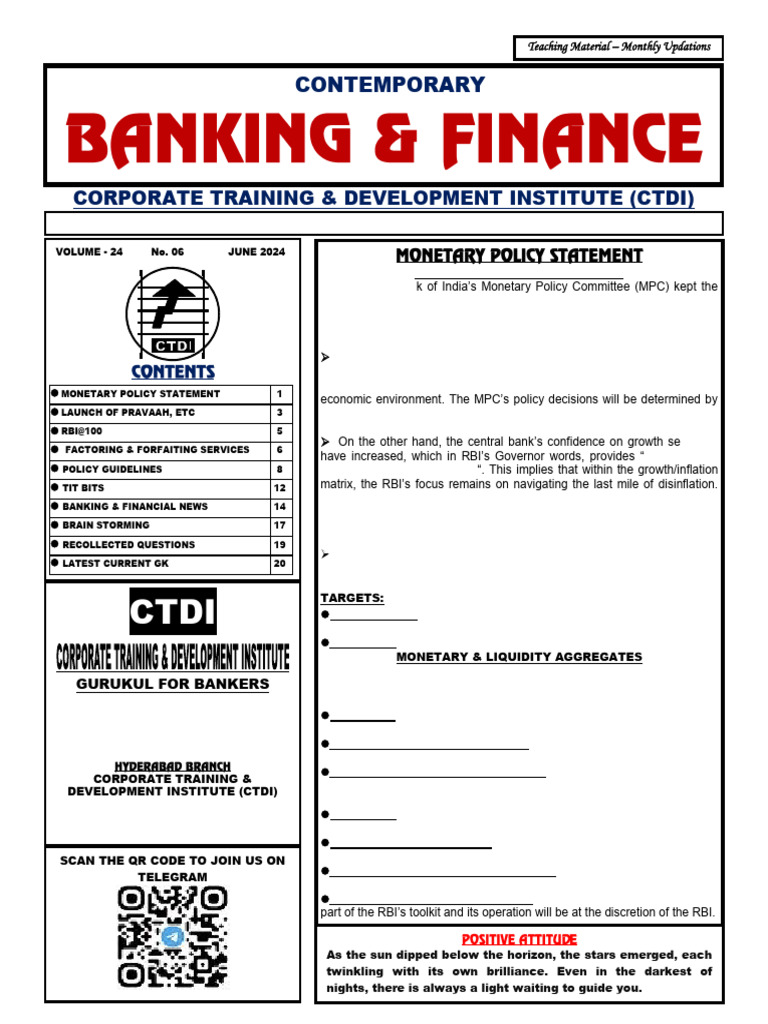 June Magazine 2024 | PDF | Factoring (Finance) | Reserve Bank Of India