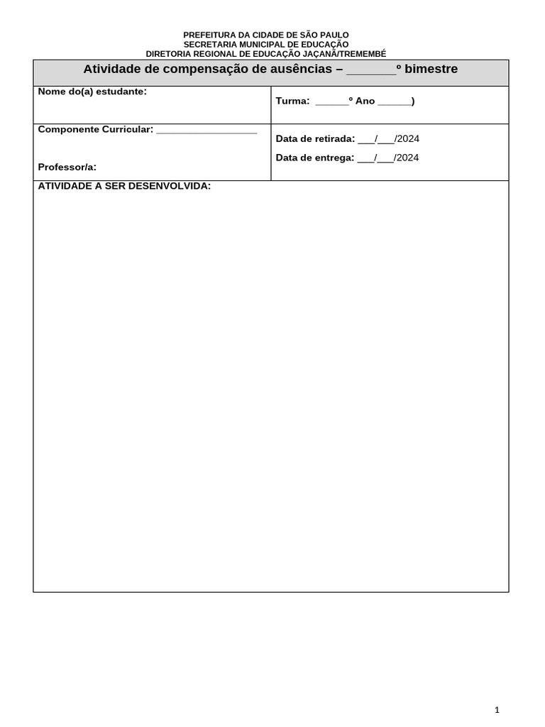 Atividade de Compensação de Ausências | PDF