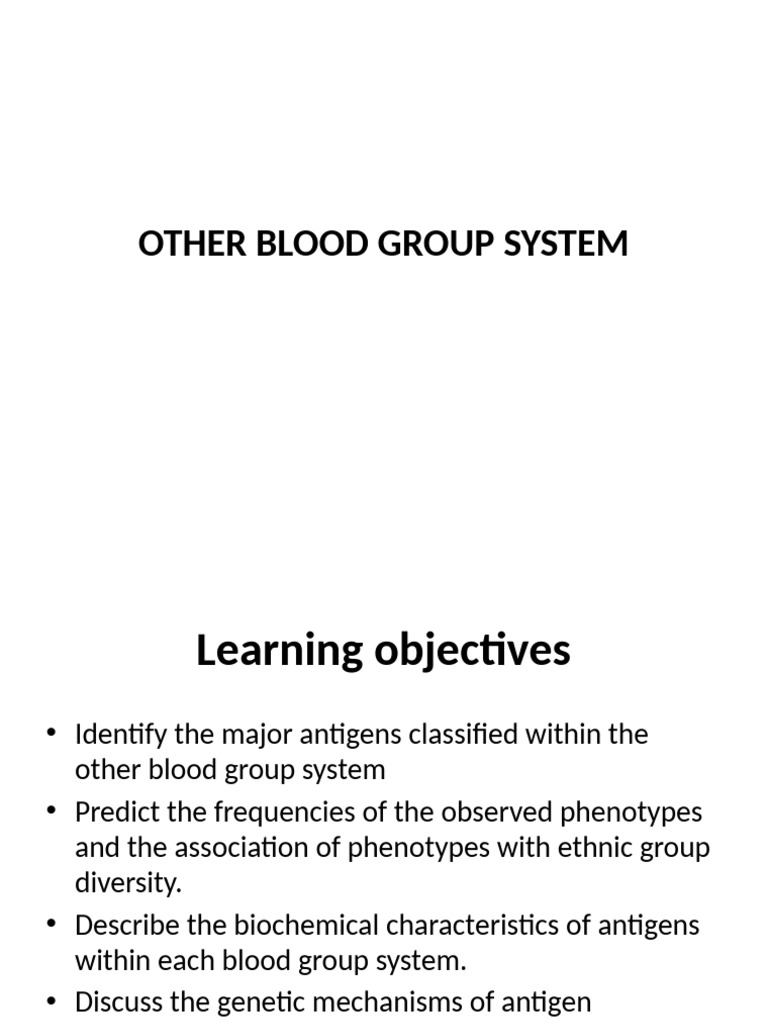 Overview of Other Blood Group Systems | PDF | Blood Type | Antibody