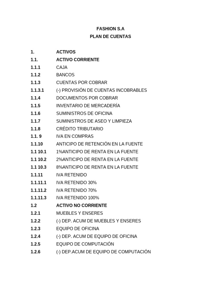 Plan y Manual de Cuentas Contables | PDF | Contabilidad | Bancos