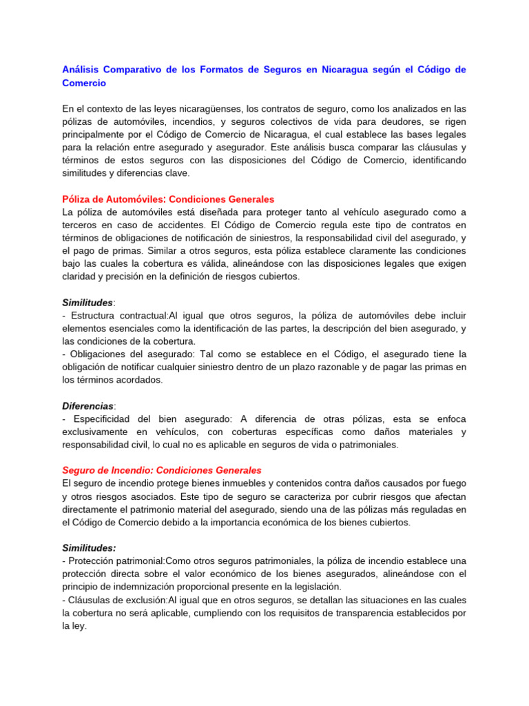 Formatos de Seguros en Nicaragua | PDF | Póliza de seguros | Seguro