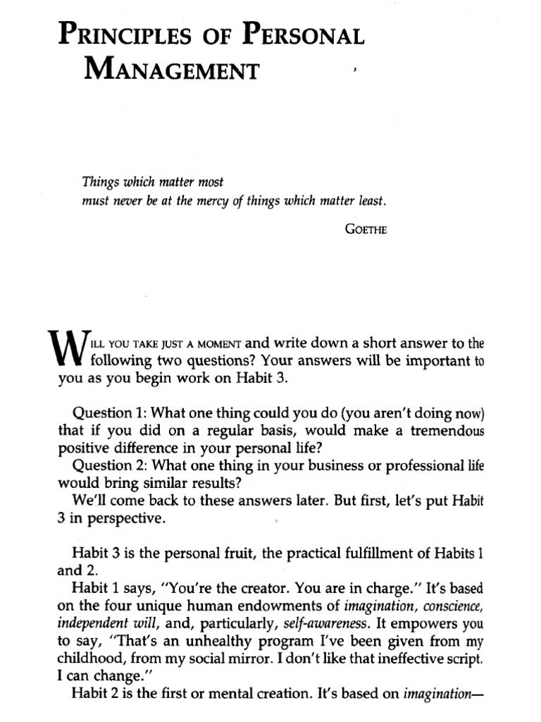 Covey 7 Habits of Highly Successful People Excerpt | PDF